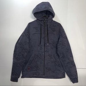 LULU LEMON Men’s Zipper Hoodie Jacket Black Urban Brick pattern design